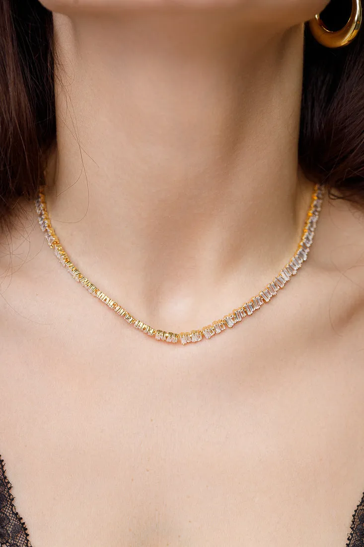 Baguette tennis necklace