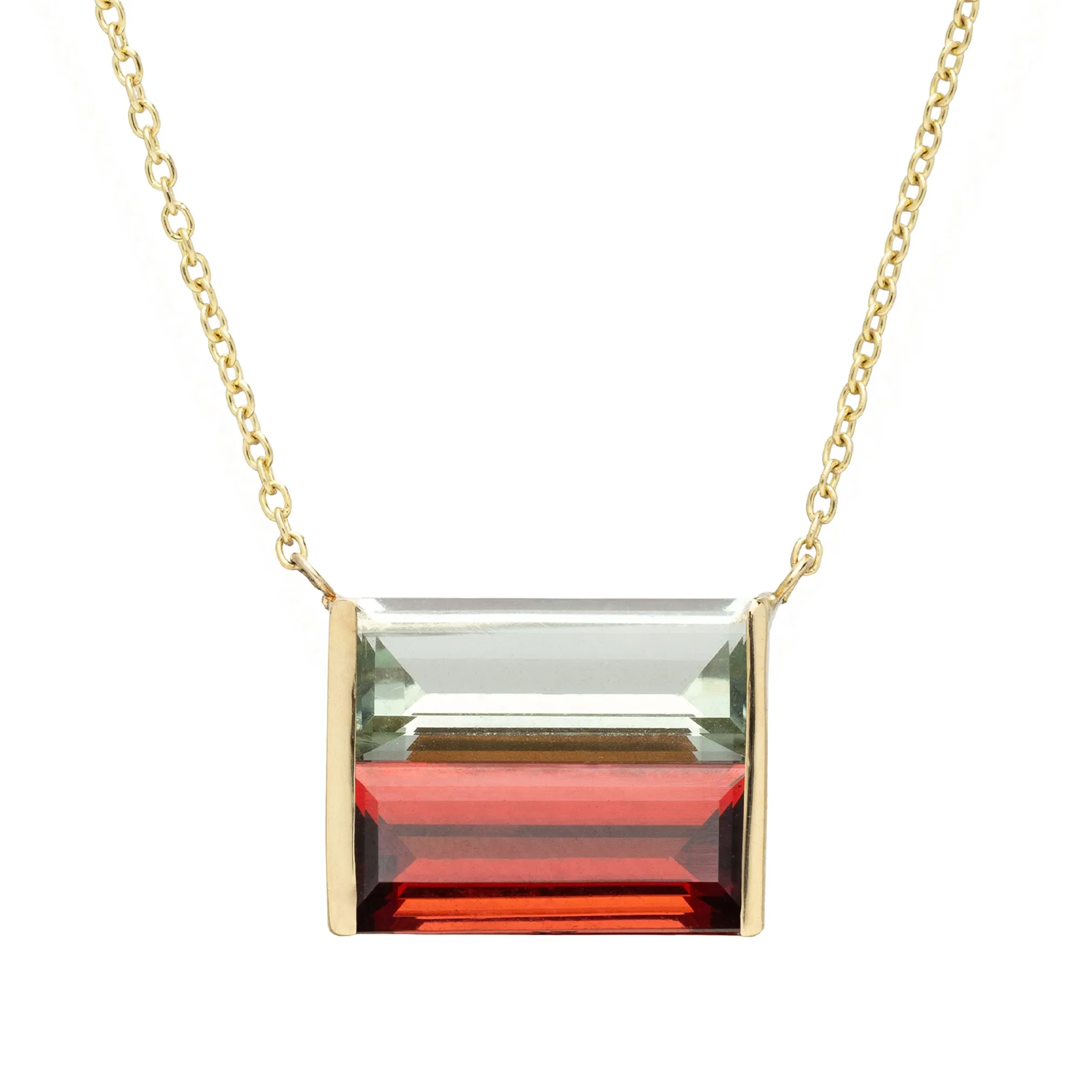 BI MAXI BAGUETTE AMETHYST   GARNET NECKLACE
