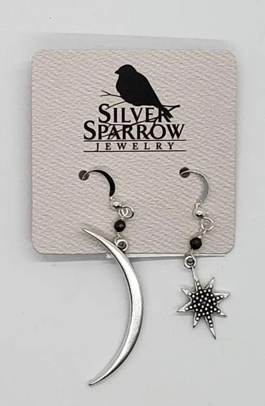 Earrings, SS Crescent Moon & Star