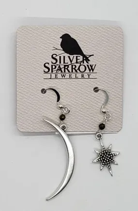 Earrings, SS Crescent Moon & Star