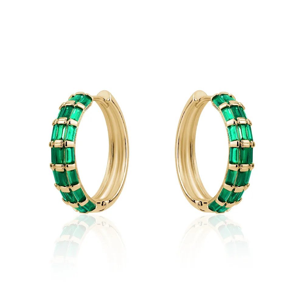 EMERALD BAGUETTE HOOPS