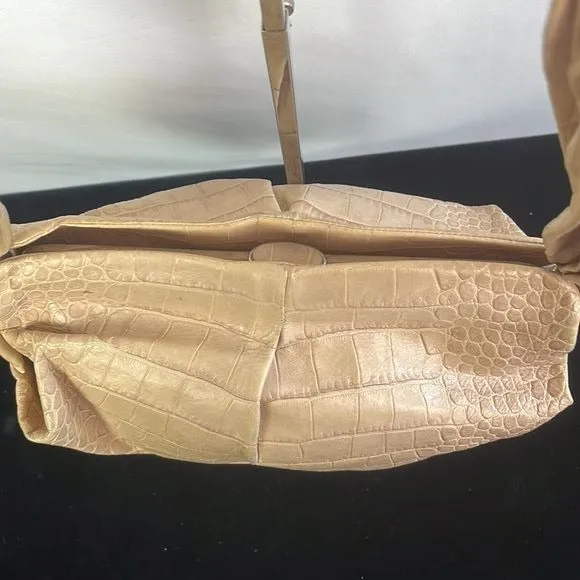 Marni Tan Crocodile Leather Tied Strap Satchel