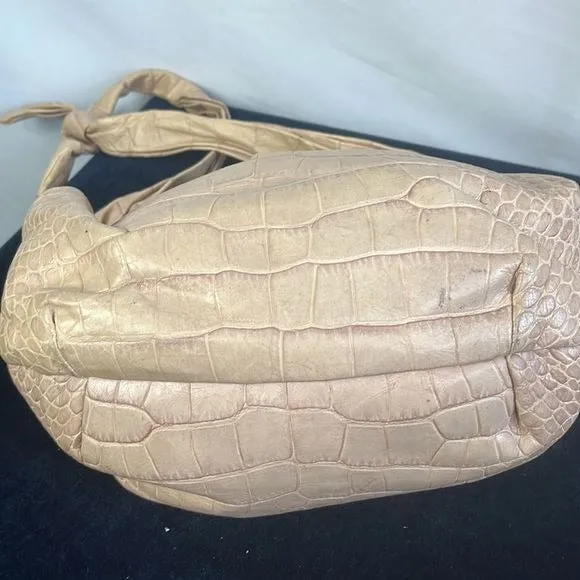Marni Tan Crocodile Leather Tied Strap Satchel