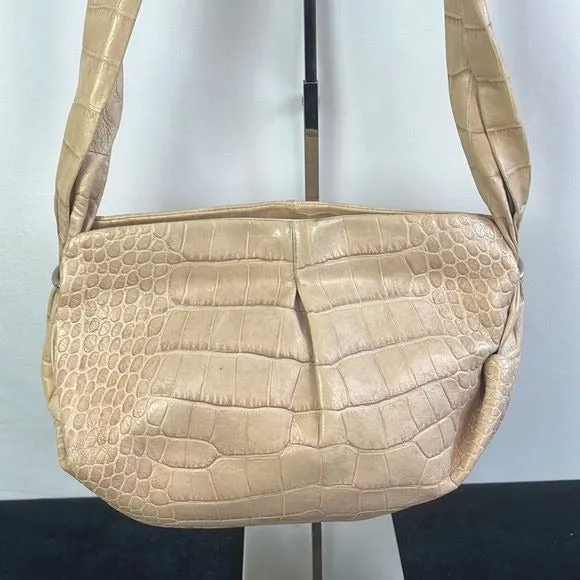 Marni Tan Crocodile Leather Tied Strap Satchel