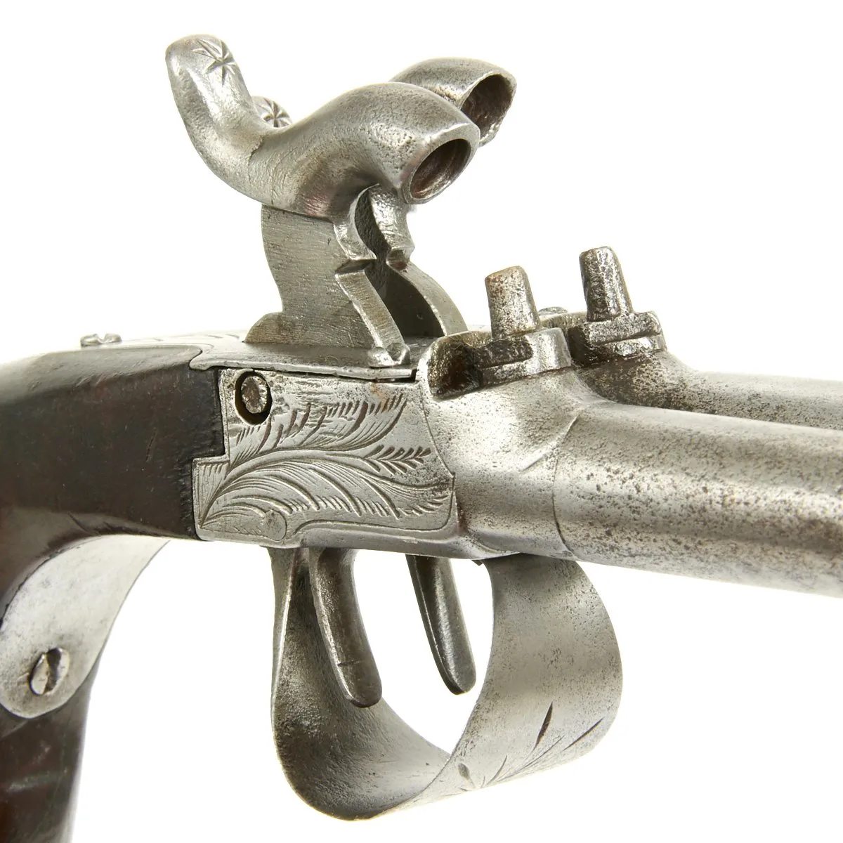 Original 19th Century European Style Double Barrel Percussion Pocket Pistol - circa 1835