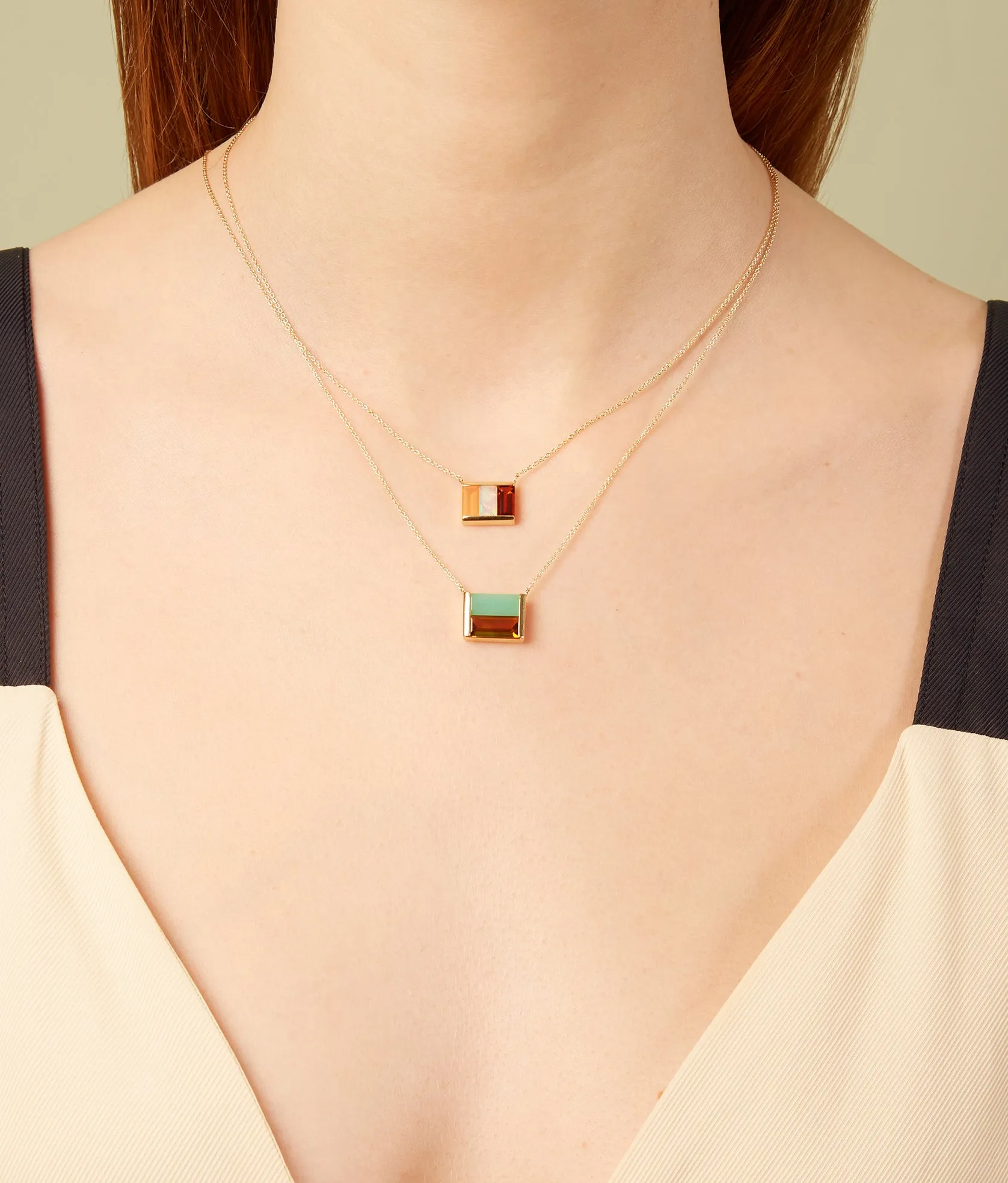 TRI BAGUETTE OPAL NECKLACE