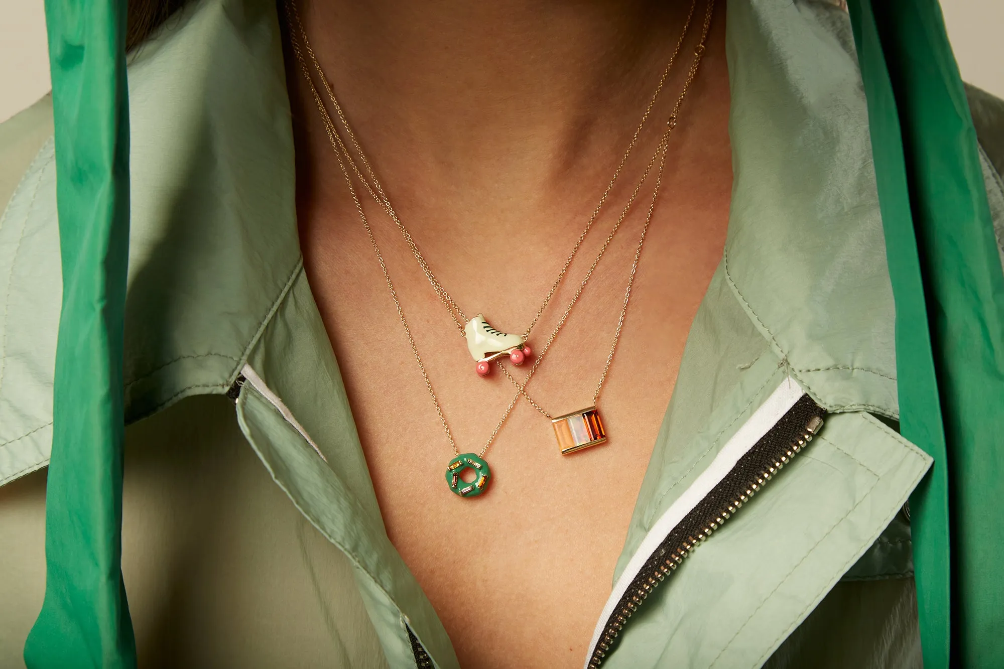 TRI BAGUETTE OPAL NECKLACE