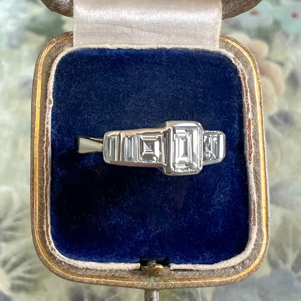 Vintage Rectangular Diamond Engagement Ring, 0.71ct.